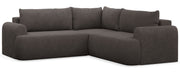 Ecksofa mit Schlaffunktion, Ovo, L-förmig, universell, grau-braun, Bouclé