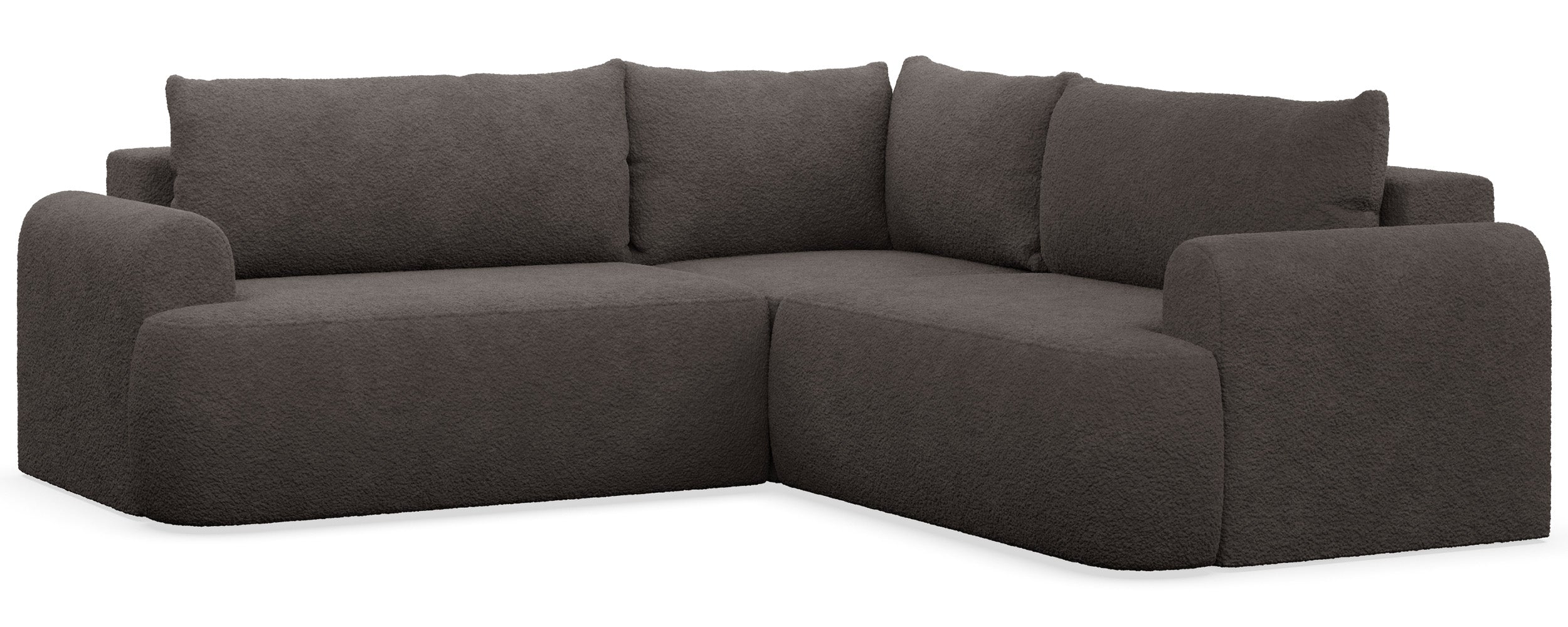 Ecksofa mit Schlaffunktion, Ovo, L-förmig, universell, grau-braun, Bouclé