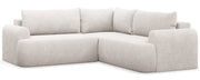 Ecksofa mit Schlaffunktion, L-förmig, universell, cremefarben, Bouclé-Stoff, Modell Ovo