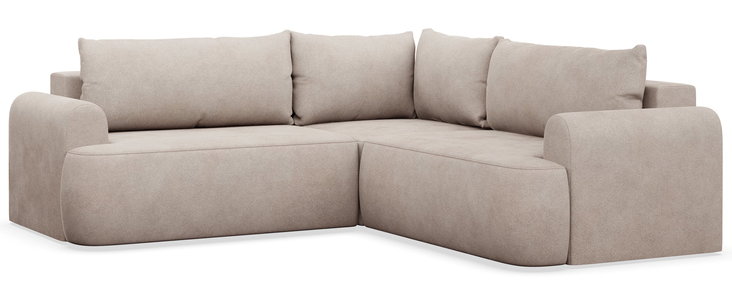 Ecksofa mit Schlaffunktion, universal L-förmig, Ovo, beige, Samt, leicht zu reinigen