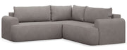 Ecksofa mit Schlaffunktion, Ovo, L-förmig, universell, grau-brauner Velours, leicht zu reinigen