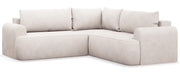 Ecksofa mit Schlaffunktion, Ovo, L-förmig, universell, hellbeige, Samt, pflegeleicht