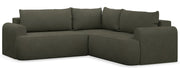 Ecksofa mit Schlaffunktion, Ovo, L-förmig, universell, olivgrüner, leicht zu reinigender Samtbezug