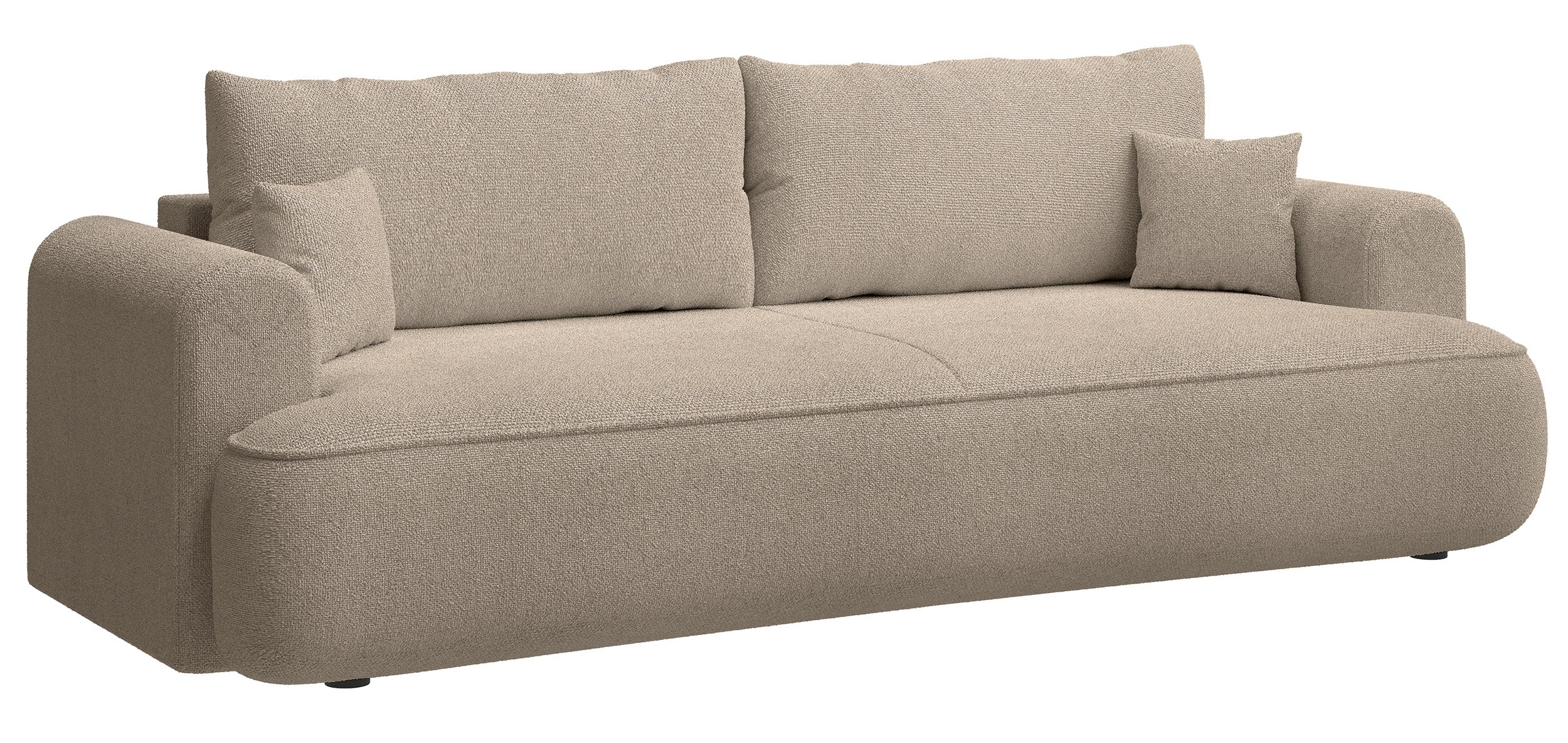 Dreisitziges ausklappbares Sofa Ovo mit Stauraum, beige Chenille