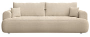 Dreisitziges ausklappbares Sofa Ovo mit Stauraum, hellbeige Chenille