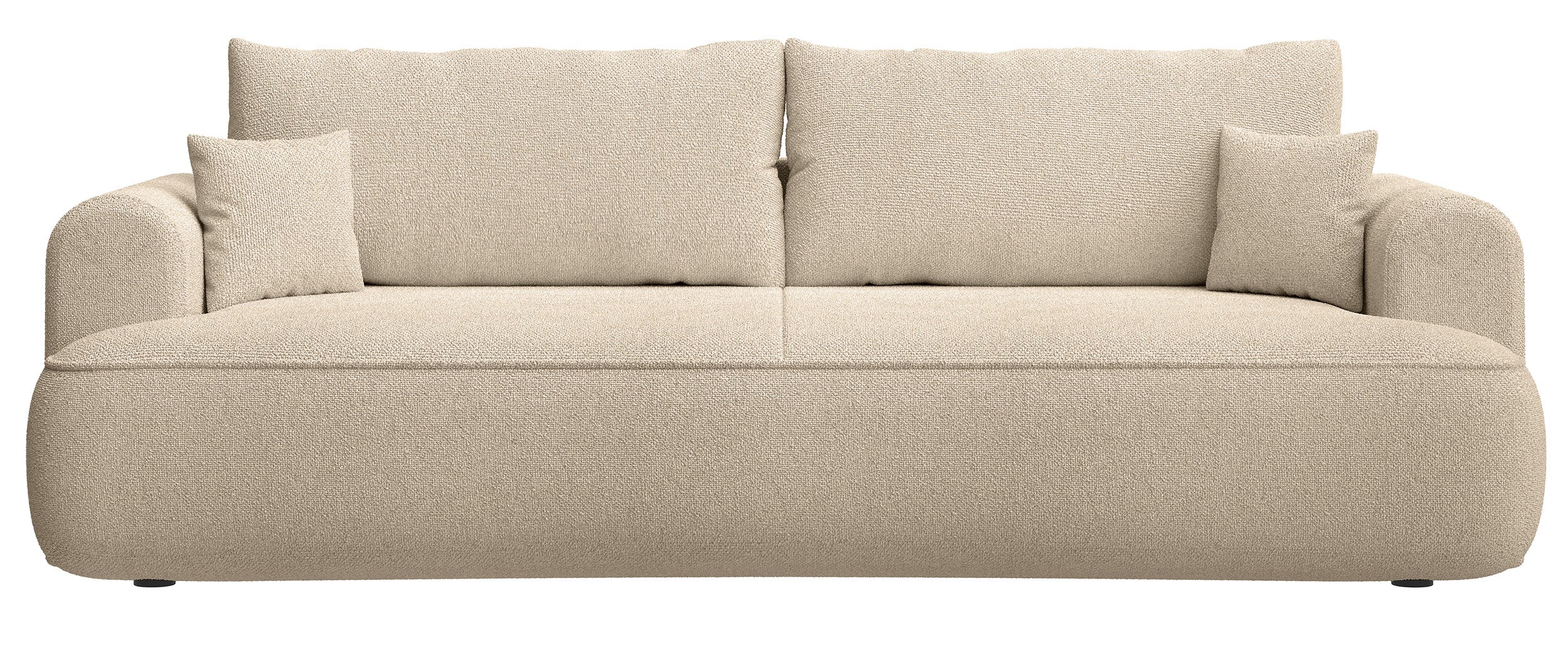 Dreisitziges ausklappbares Sofa Ovo mit Stauraum, hellbeige Chenille