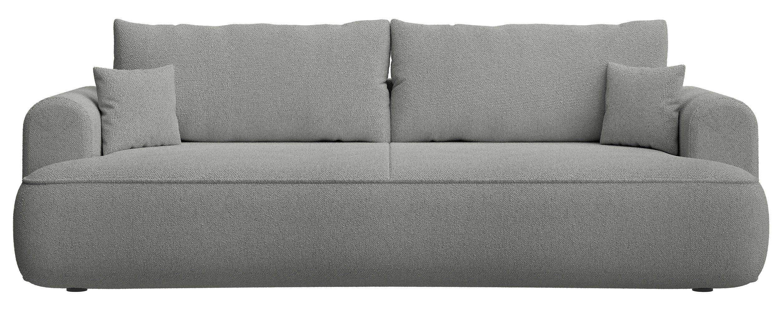 Dreisitziges ausklappbares Sofa Ovo mit Stauraum, grauer Chenille-Bezug