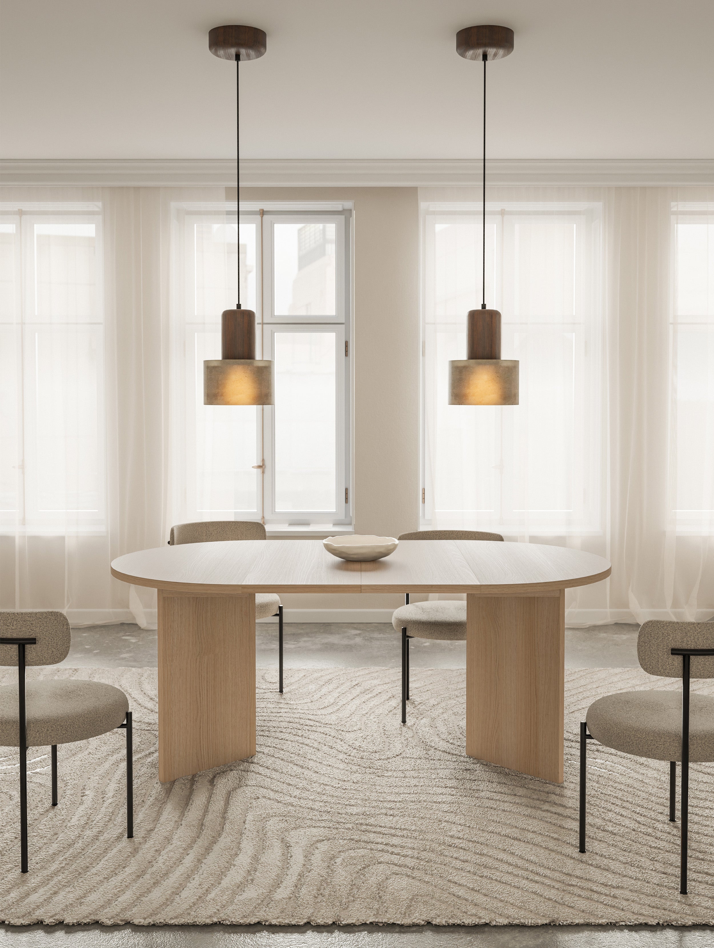 Ausziehbarer Esstisch Ovo rund 110-190x110 cm Lindberg Eiche