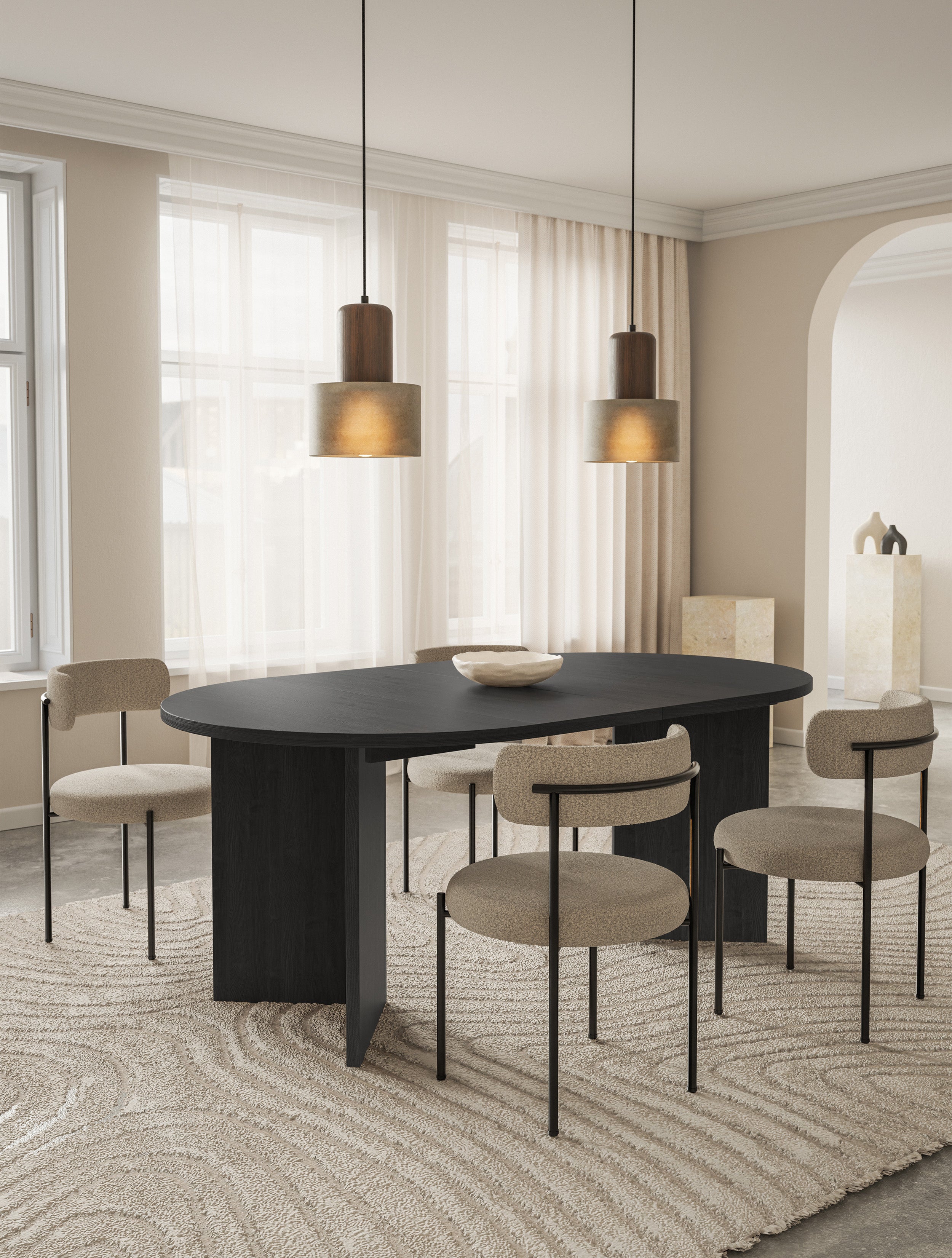 Ausziehbarer Esstisch Ovo rund 110-190x110 cm Esche Portland