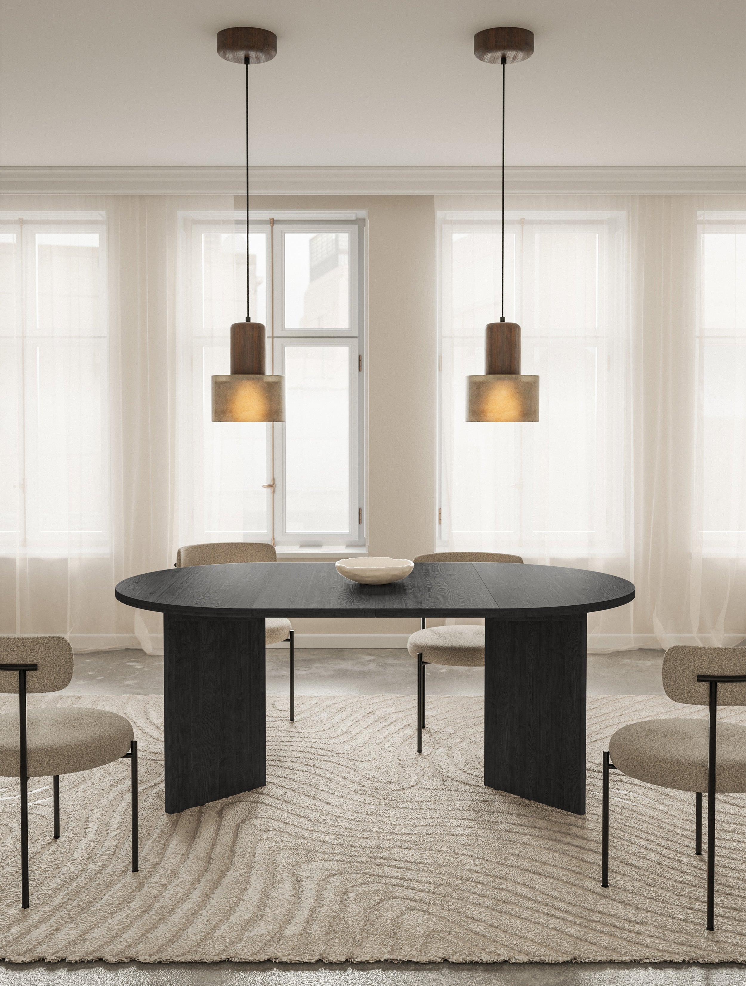 Ausziehbarer Esstisch Ovo rund 110-190x110 cm Esche Portland