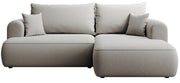 Ecksofa mit Schlaffunktion Ovo Mini, L-förmig, rechtsseitig, mit Stauraum, grauer, leicht zu reinigender Samtbezug