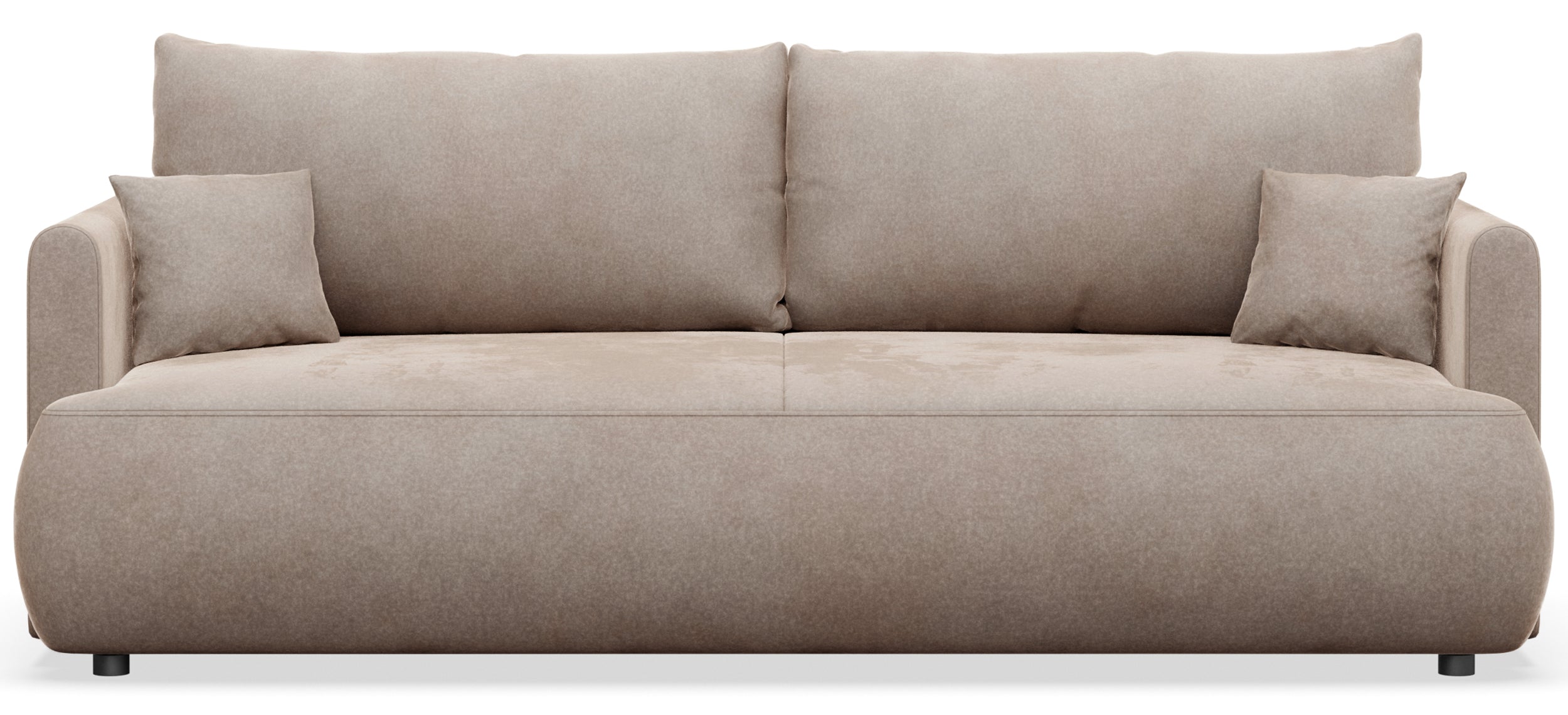 Drei-Sitzer-Schlafsofa Ovo Mini mit Stauraum, beige, Velours, pflegeleicht
