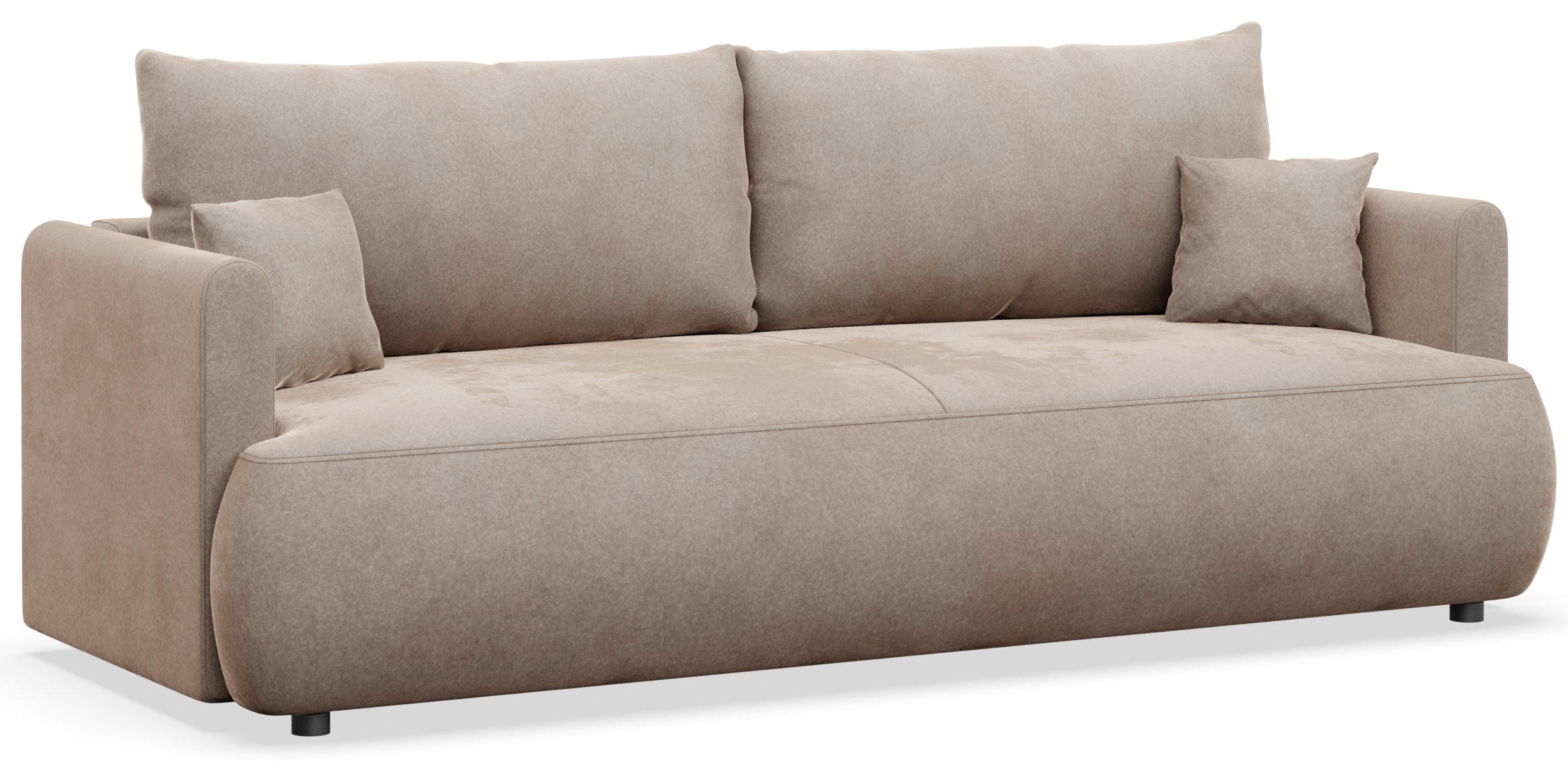 Drei-Sitzer-Schlafsofa Ovo Mini mit Stauraum, beige, Velours, pflegeleicht