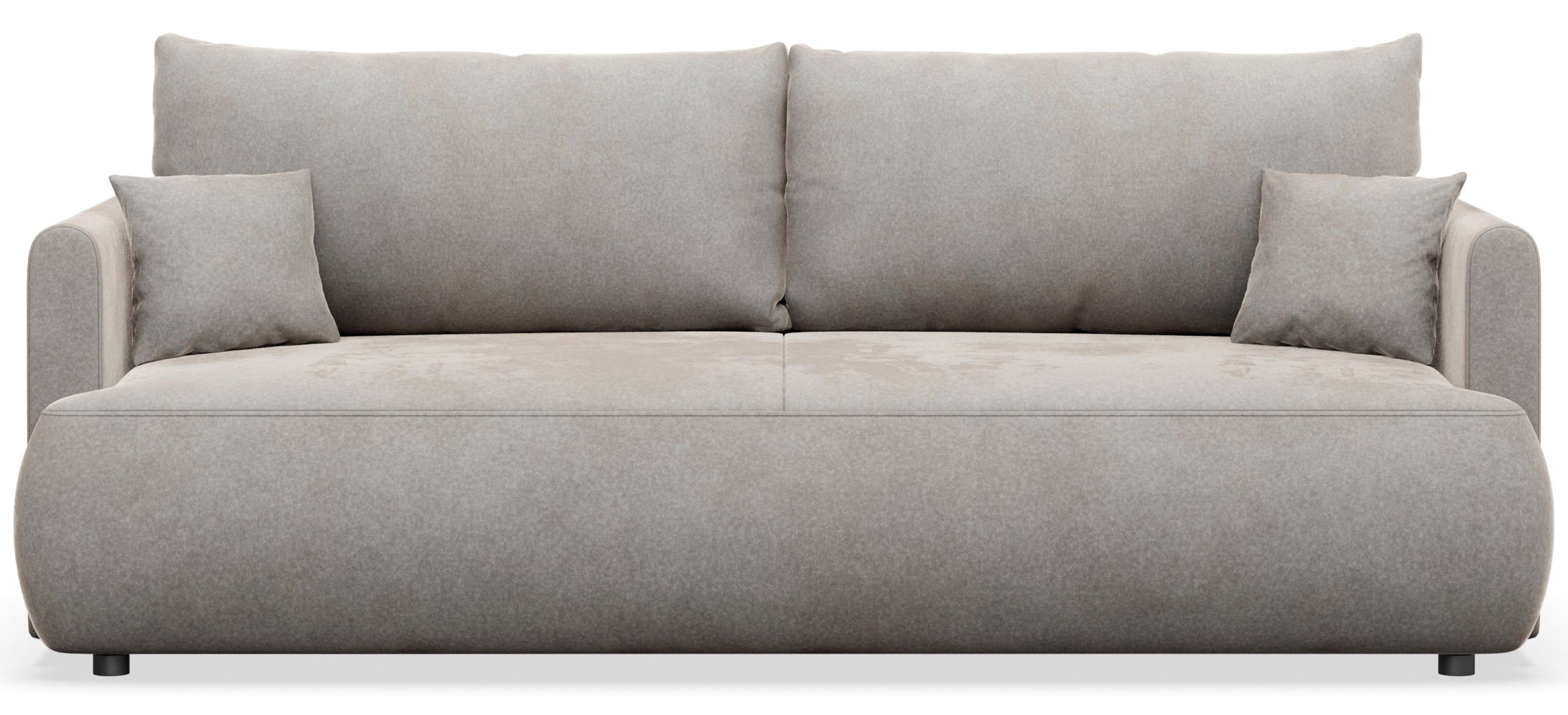 Dreisitziges ausklappbares Sofa Ovo Mini mit Stauraum, grauer Velours, leicht zu reinigen