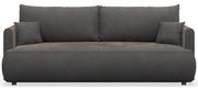 Dreisitziges ausklappbares Sofa Ovo Mini mit Stauraum, dunkelgrauer, pflegeleichter Samtvelours