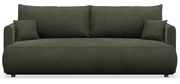 Dreisitziges ausklappbares Sofa Ovo Mini mit Stauraum, olivgrüner, pflegeleichter Samt