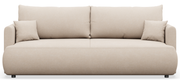 Dreisitziges ausklappbares Sofa Ovo Mini mit Stauraum, cremefarbener Chenille-Stoff, pflegeleicht