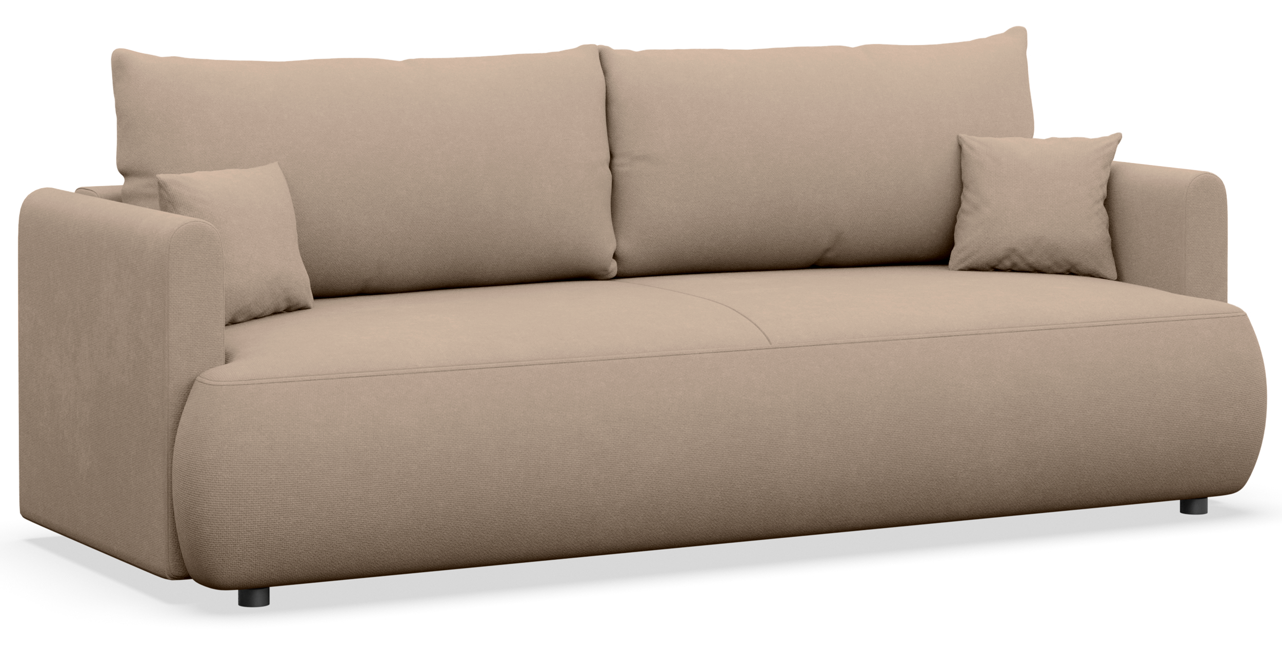 Dreisitziges ausklappbares Sofa Ovo Mini mit Stauraum, beige Chenille, leicht zu reinigen