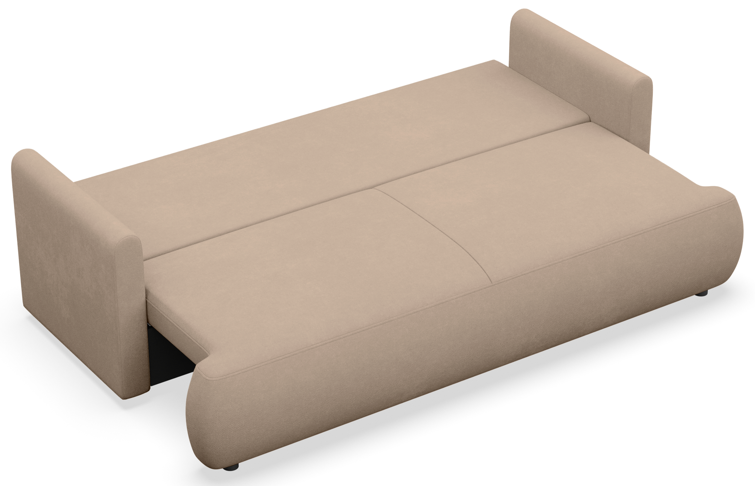 Dreisitziges ausklappbares Sofa Ovo Mini mit Stauraum, beige Chenille, leicht zu reinigen