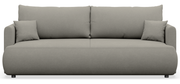 Dreisitziges ausklappbares Sofa Ovo Mini mit Stauraum, hellgrauer Chenille-Stoff, pflegeleicht