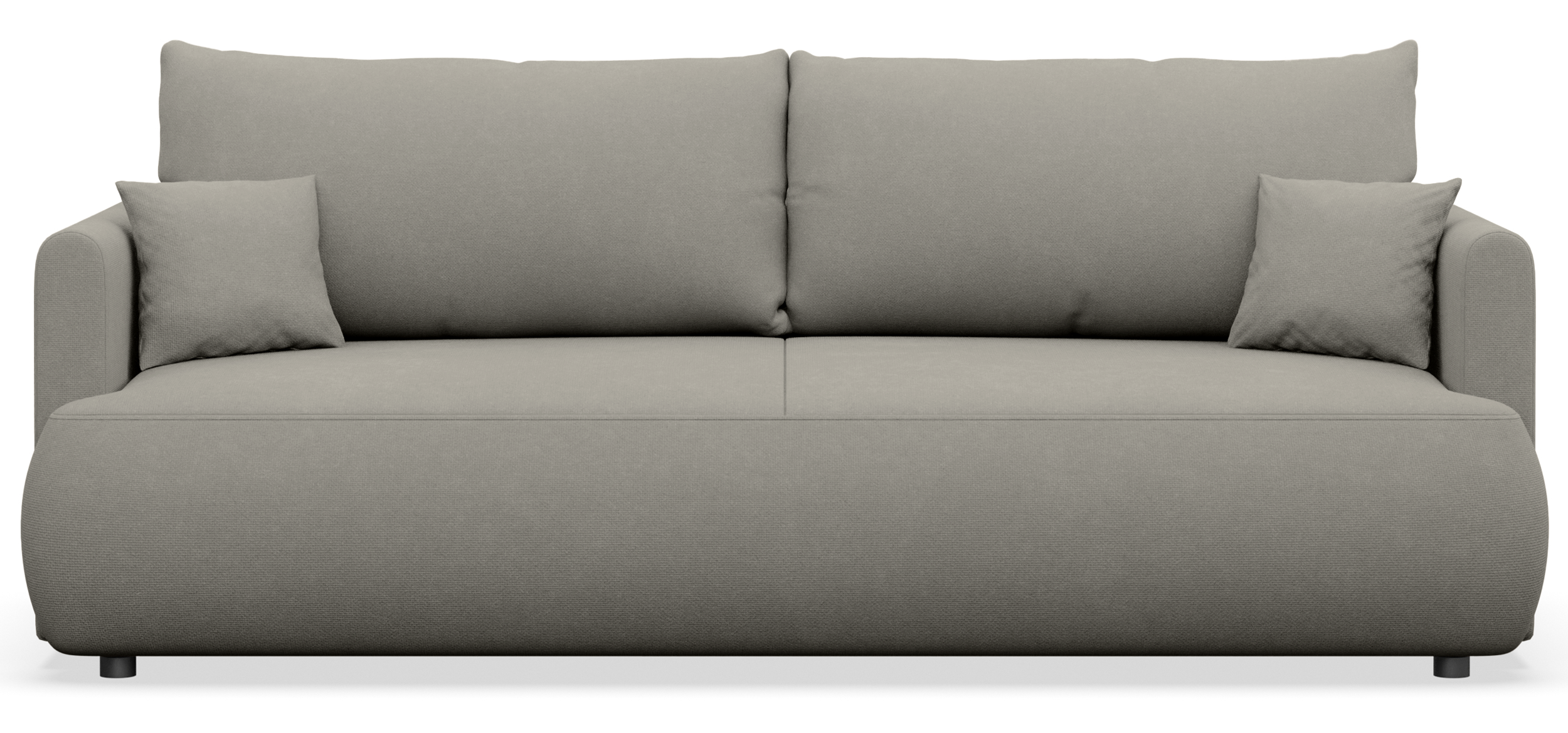 Dreisitziges ausklappbares Sofa Ovo Mini mit Stauraum, hellgrauer Chenille-Stoff, pflegeleicht