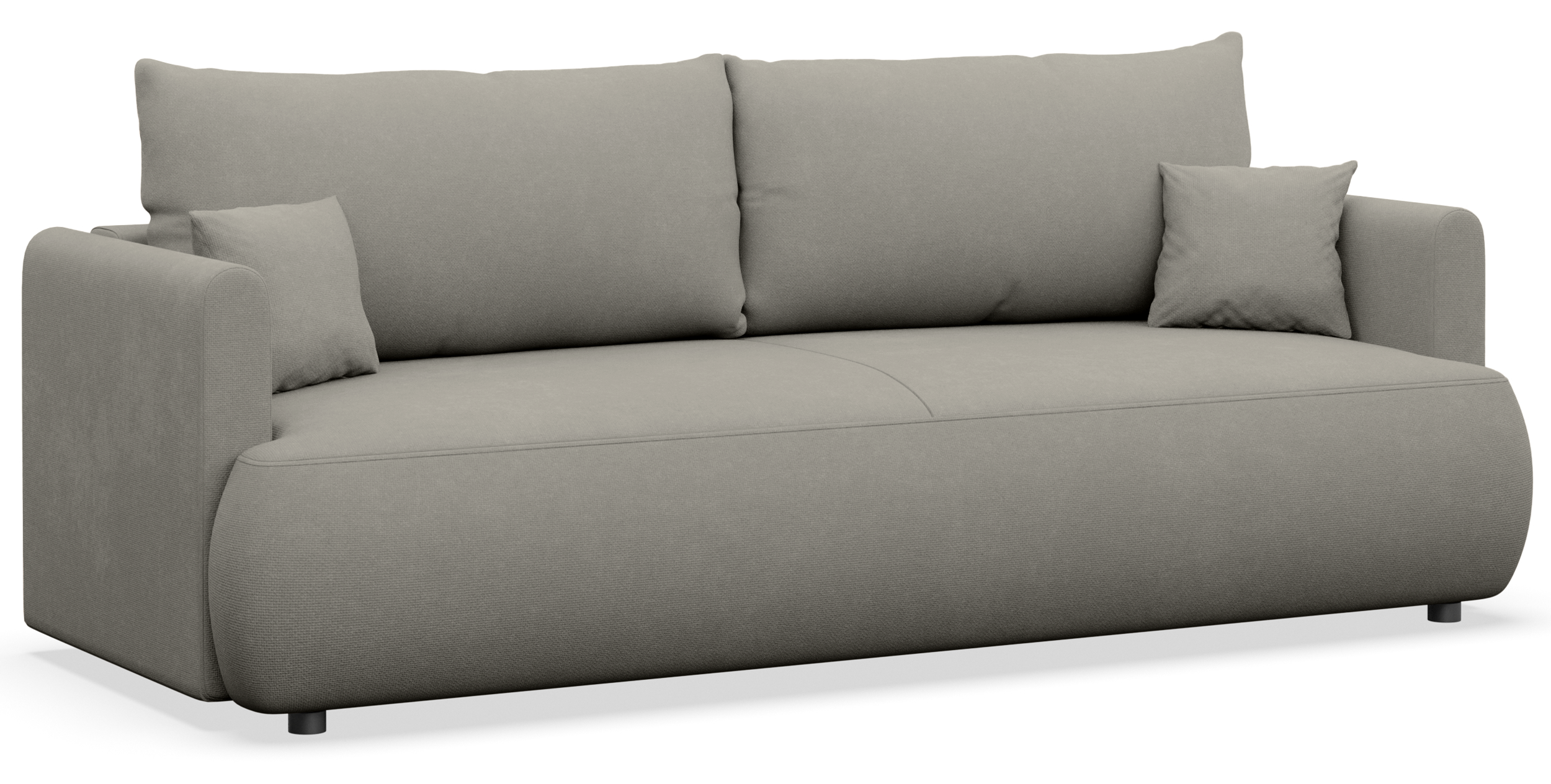 Dreisitziges ausklappbares Sofa Ovo Mini mit Stauraum, hellgrauer Chenille-Stoff, pflegeleicht