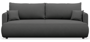 Dreisitziges ausklappbares Sofa Ovo Mini mit Stauraum, dunkelgrauer Chenille, pflegeleicht