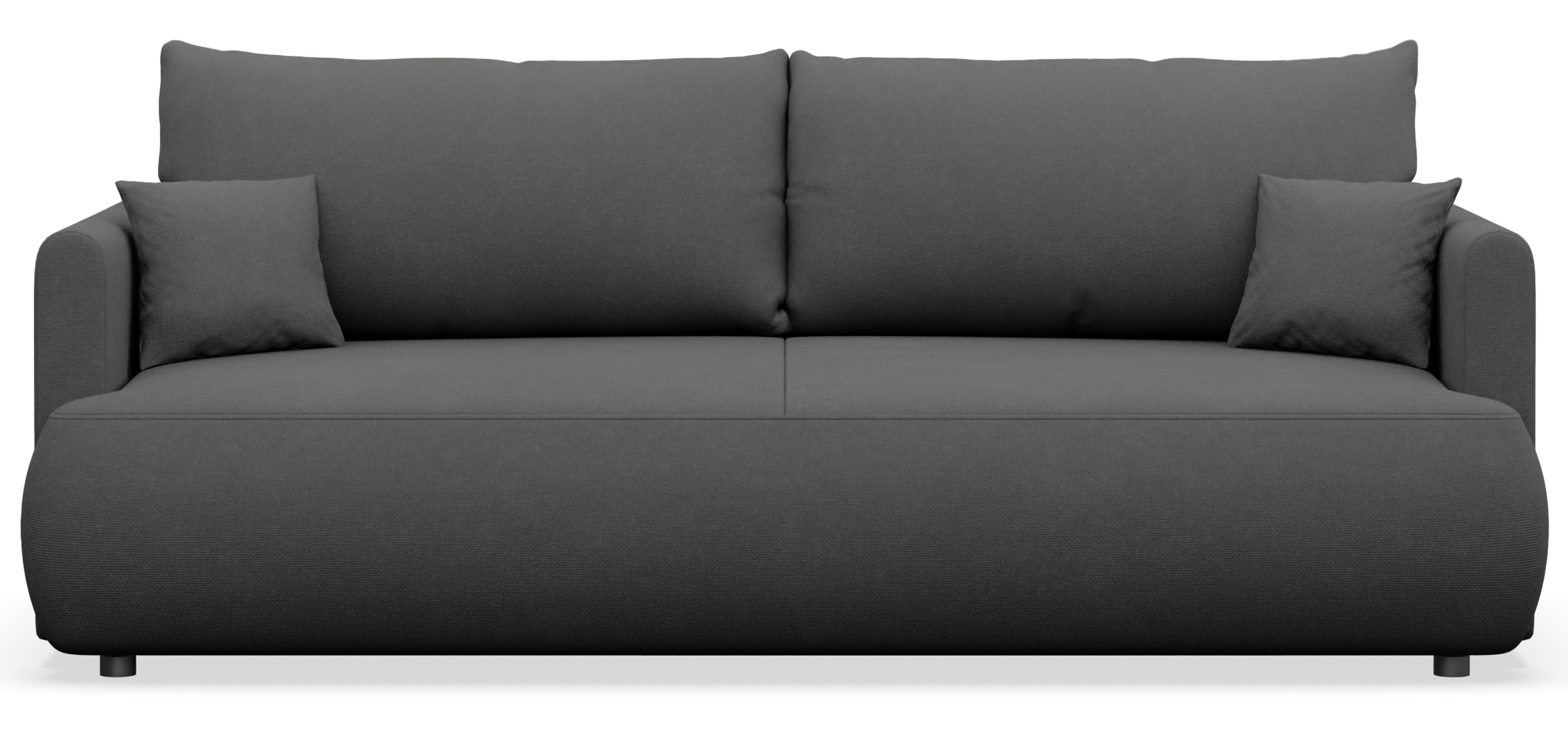 Dreisitziges ausklappbares Sofa Ovo Mini mit Stauraum, dunkelgrauer Chenille, pflegeleicht