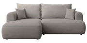 Ecksofa mit Schlaffunktion Ovo Mini, L-Form, linksseitig, mit Stauraum, grau-beiger, pflegeleichter Chenille-Stoff