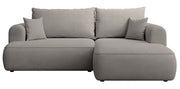 Ecksofa mit Schlaffunktion Ovo mini, L-förmig, rechtsseitig, mit Stauraum, grau-beiger Chenille, pflegeleicht
