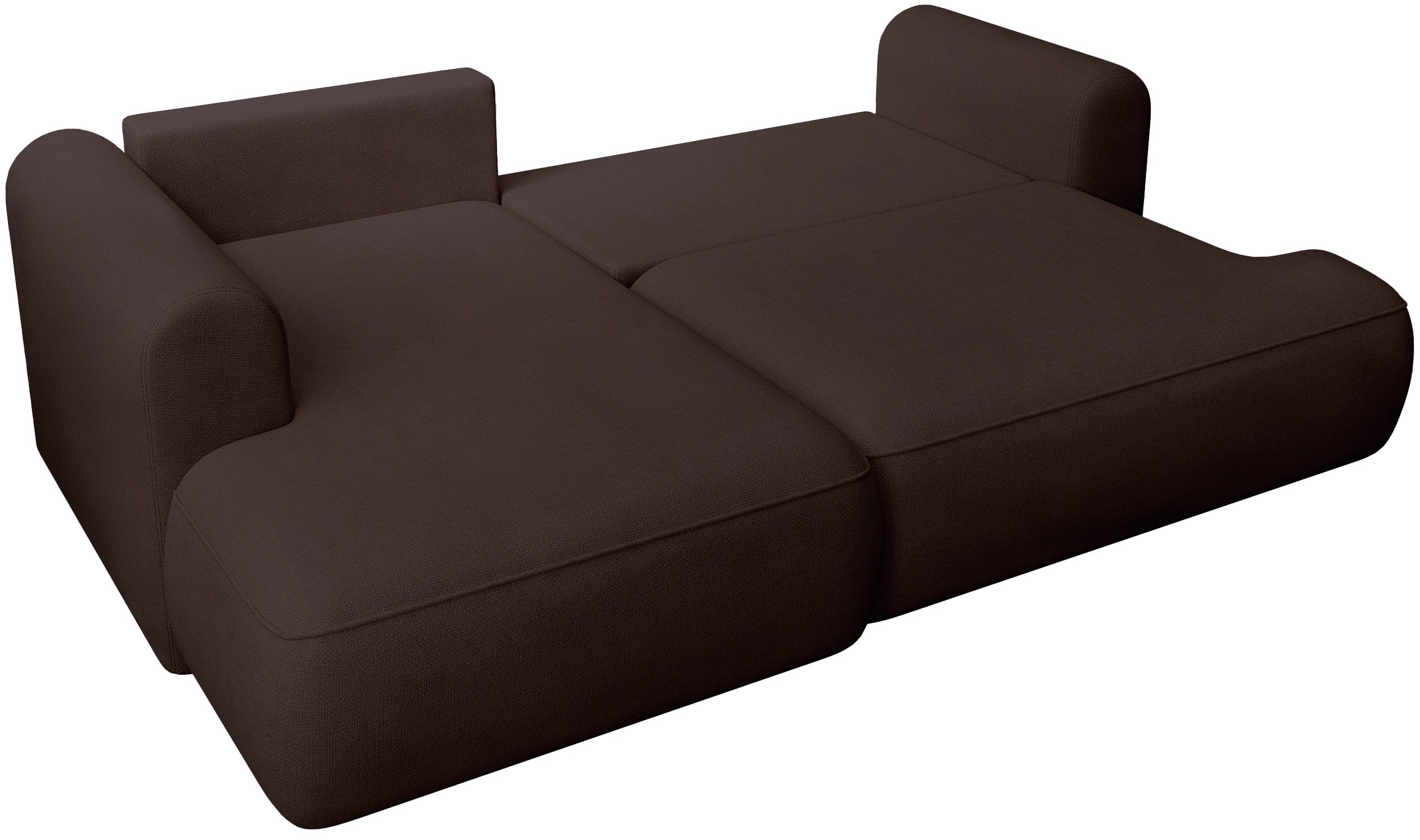 Ecksofa mit Schlaffunktion Ovo Mini, L-förmig, linksseitig, brauner Chenille, pflegeleicht