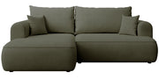 Ecksofa mit Schlaffunktion Ovo Mini, L-förmig, linksseitig, olivgrüner Chenille, pflegeleicht