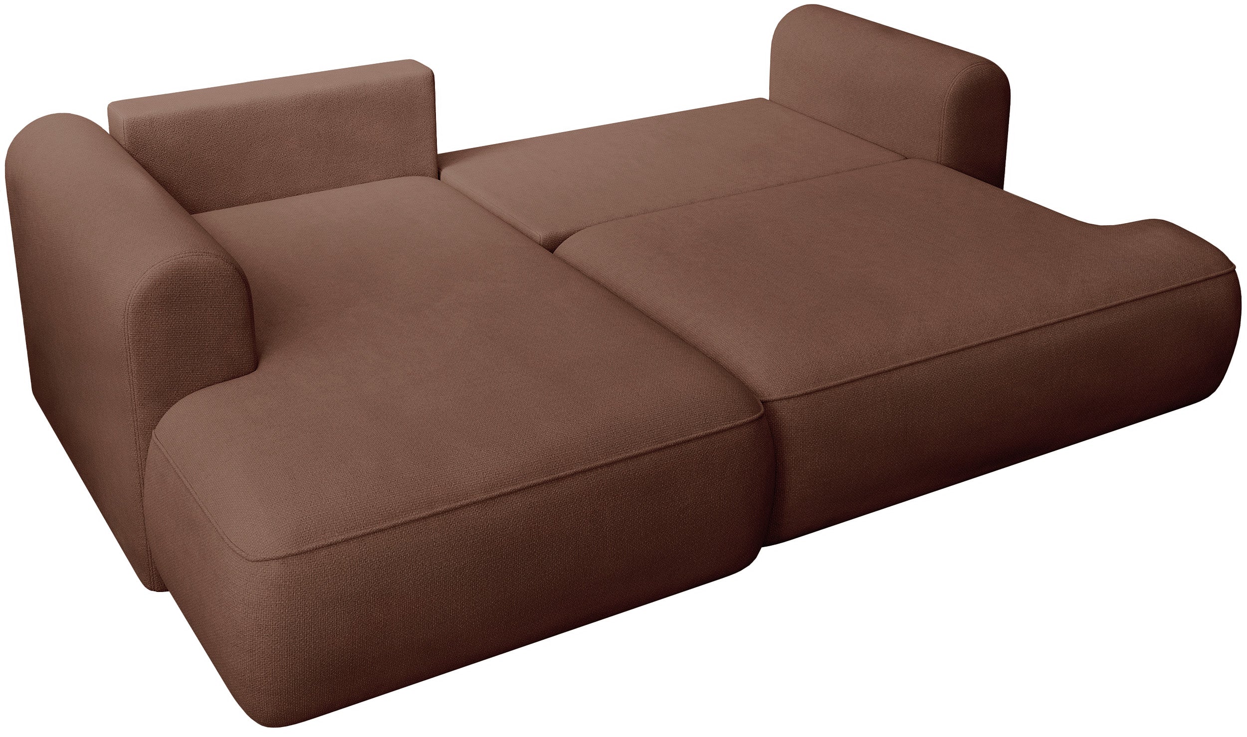 Ecksofa mit Schlaffunktion Ovo Mini, L-förmig, linksseitig, kupferfarben, pflegeleichter Chenille-Stoff