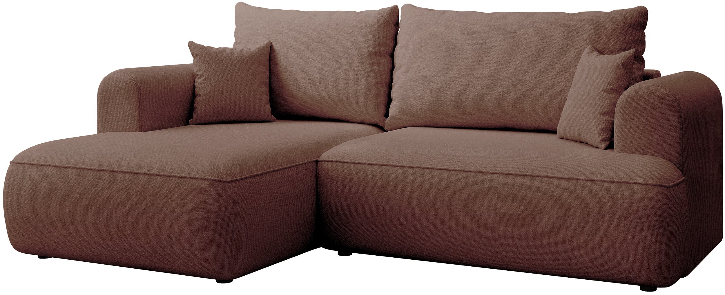 Ecksofa mit Schlaffunktion Ovo Mini, L-förmig, linksseitig, kupferfarben, pflegeleichter Chenille-Stoff