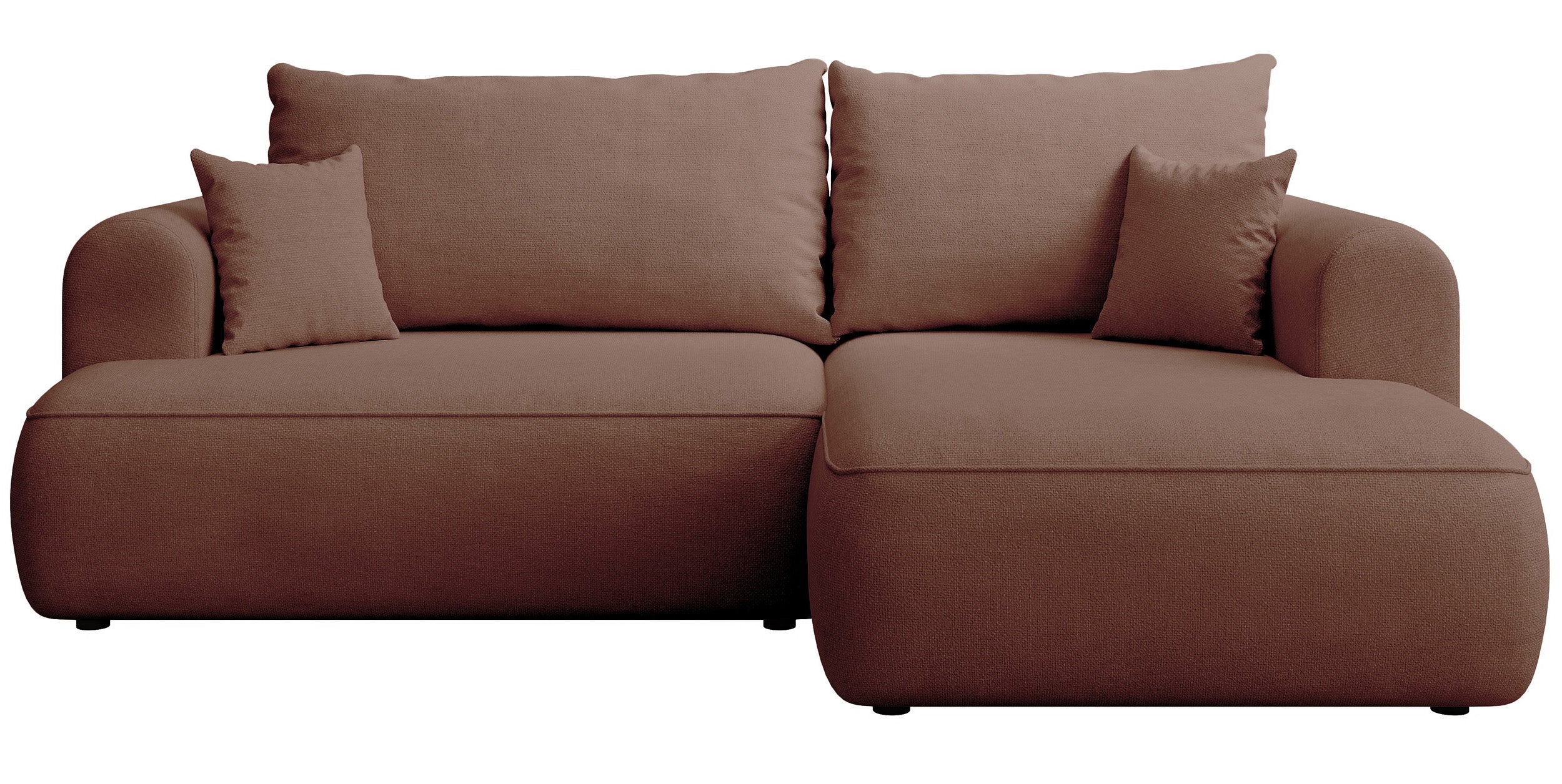 Ecksofa mit Schlaffunktion Ovo Mini, L-förmig, rechtsseitig, kupferfarben, pflegeleichter Chenille-Stoff