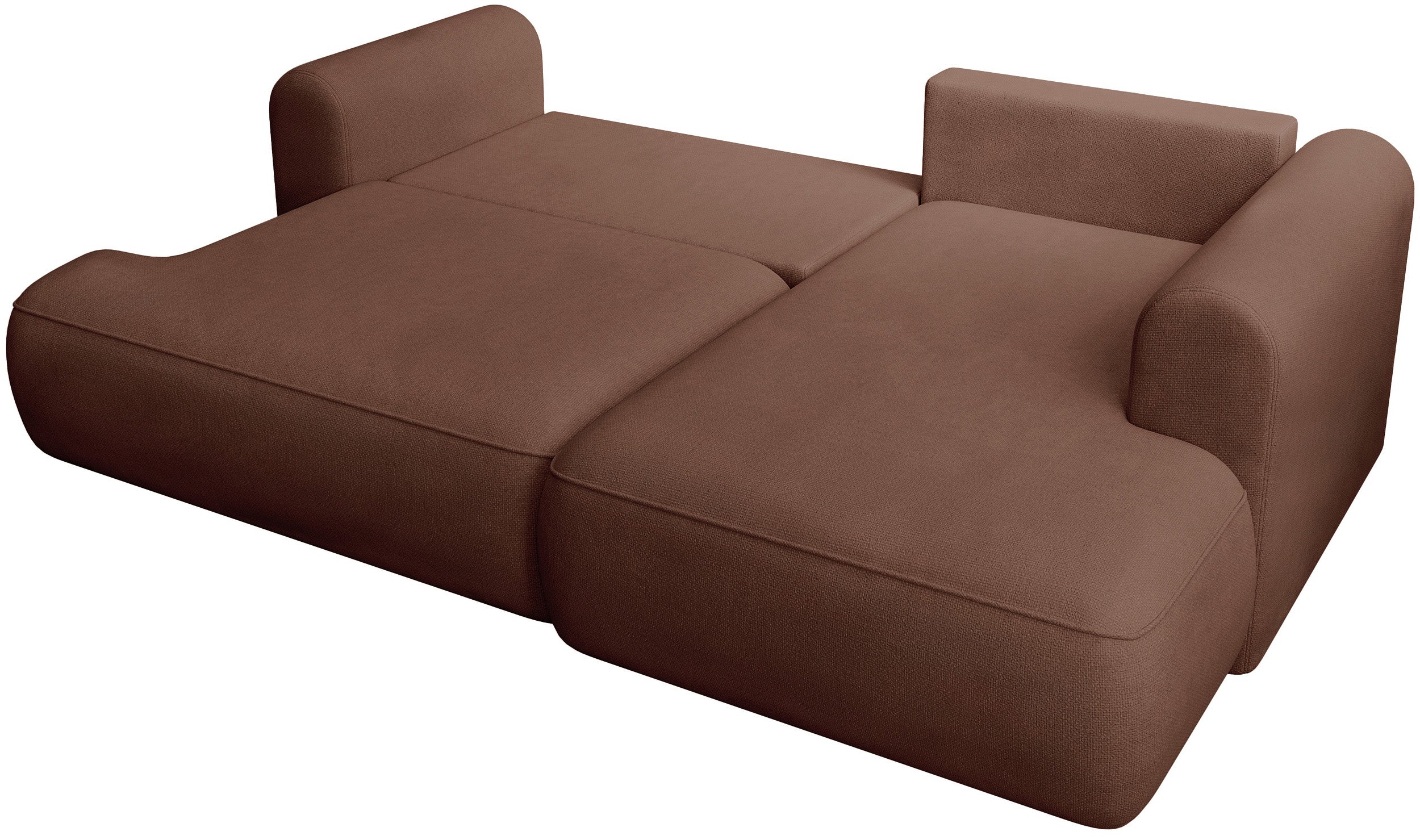 Ecksofa mit Schlaffunktion Ovo Mini, L-förmig, rechtsseitig, kupferfarben, pflegeleichter Chenille-Stoff