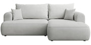 Ecksofa mit Schlaffunktion Ovo mini, L-förmig, rechtsseitig, hellgrauer Chenille-Stoff, pflegeleicht