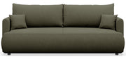 Dreisitziges ausklappbares Sofa Ovo Mini mit Stauraum, olivgrüner Chenille, leicht zu reinigen