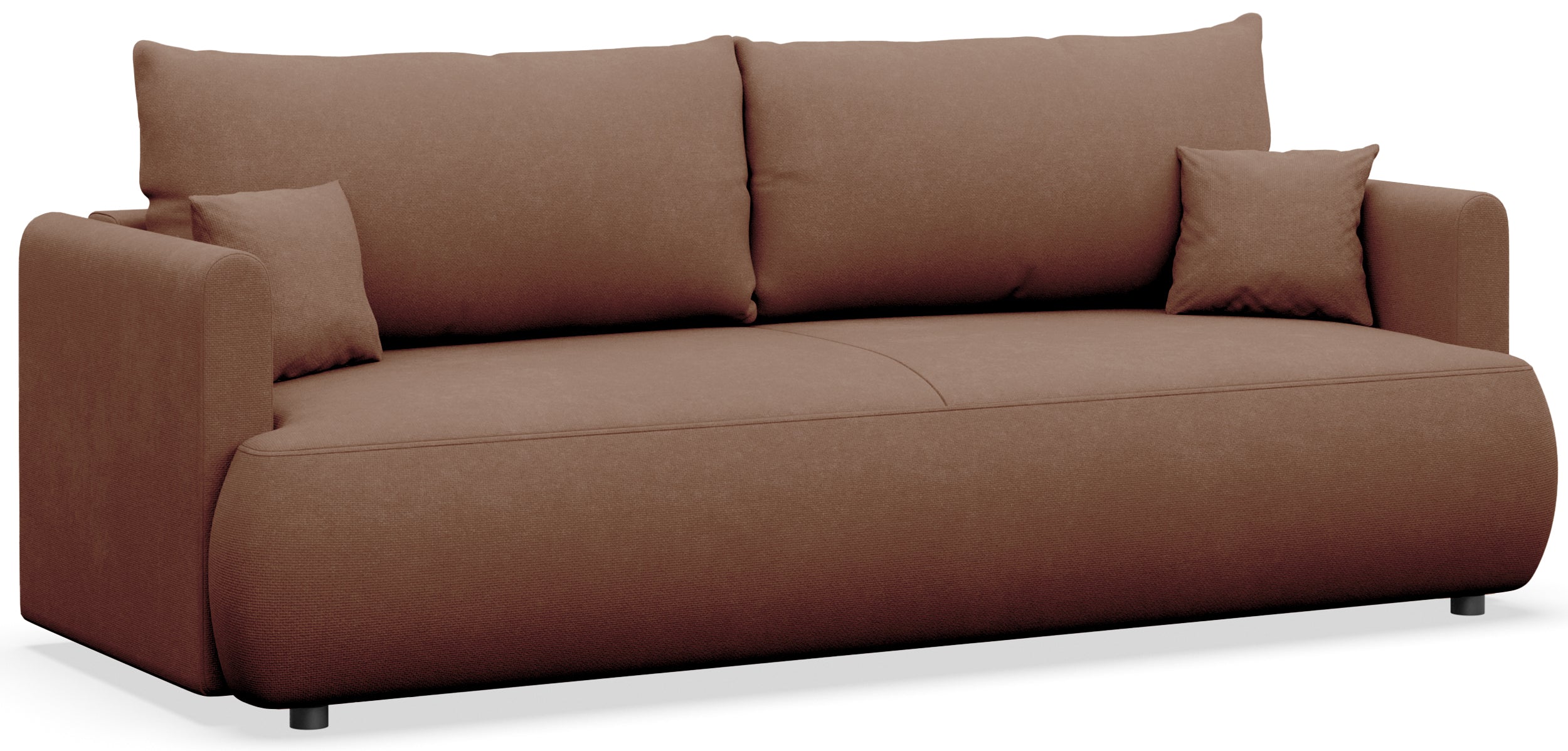 Dreisitziges ausklappbares Sofa Ovo Mini mit Aufbewahrungsfach, kupferfarbener Chenille, pflegeleicht