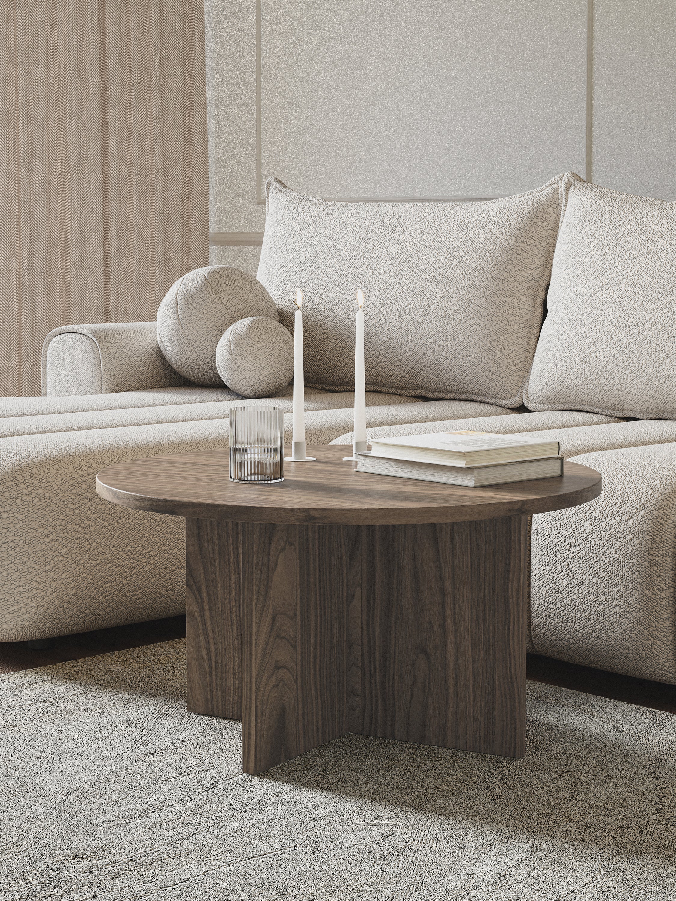 Runder Couchtisch Ovo 76 cm Wisconsin-Nussbaum