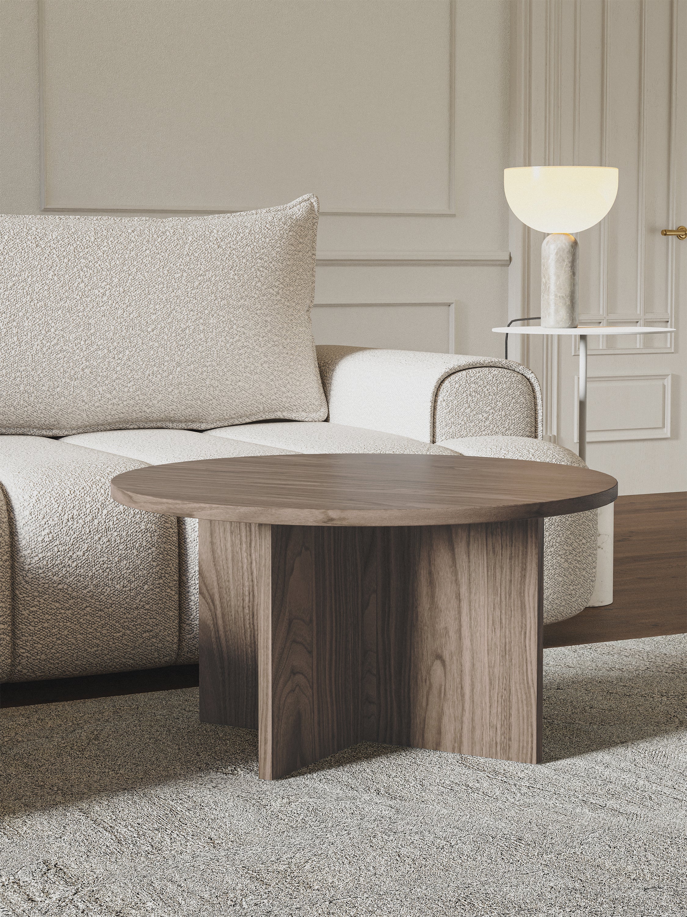 Runder Couchtisch Ovo 76 cm Wisconsin-Nussbaum