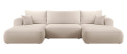 Ecksofa mit Schlaffunktion Ovo U-förmig mit Stauraum, beige Bouclé, universell einsetzbar