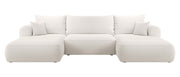 Ecksofa mit Schlaffunktion Ovo U-förmig mit Stauraum, cremefarbenes Bouclé, universell einsetzbar