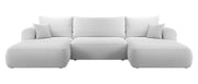 Ecksofa mit Schlaffunktion Ovo U-förmig mit Stauraum, grau Bouclé, universell verwendbar