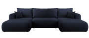 Ecksofa mit Schlaffunktion Ovo U-förmig mit Stauraum, marineblauer, pflegeleichter Samt, universell einsetzbar