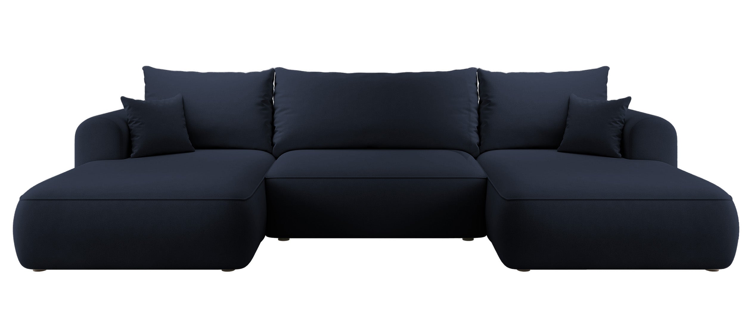 Ecksofa mit Schlaffunktion Ovo U-förmig mit Stauraum, marineblauer, pflegeleichter Samt, universell einsetzbar