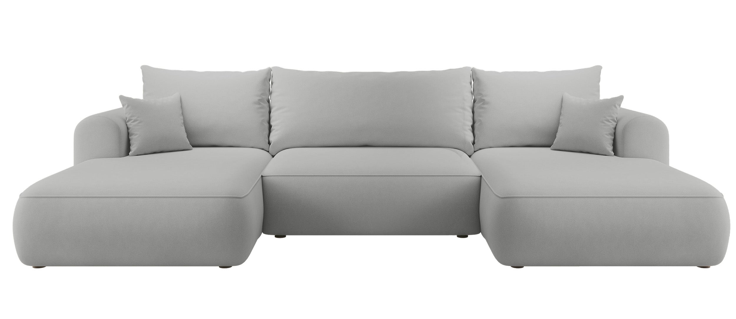 Ecksofa mit Schlaffunktion Ovo U-förmig mit Stauraum, grauer, leicht zu reinigender Samt, universell einsetzbar