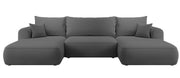 Ecksofa mit Schlaf-Funktion Ovo U-förmig mit Stauraum dunkelgrauer, pflegeleichter Samt, universell einsetzbar