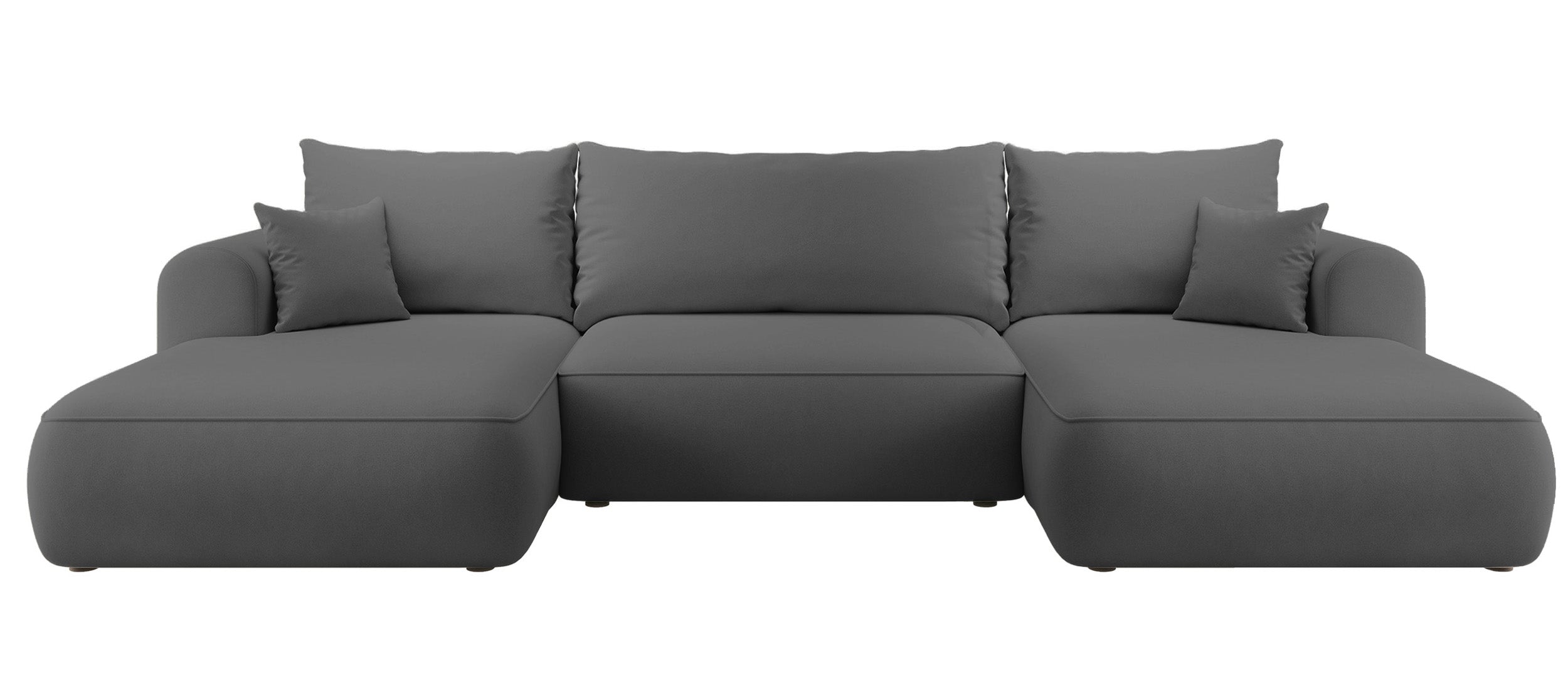 Ecksofa mit Schlaf-Funktion Ovo U-förmig mit Stauraum dunkelgrauer, pflegeleichter Samt, universell einsetzbar