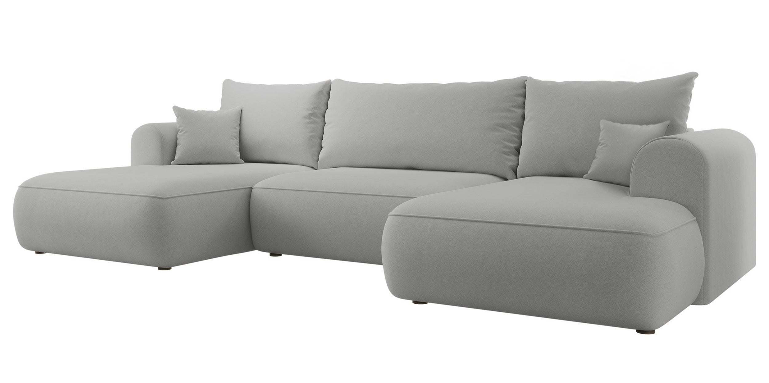 Ecksofa mit Schlaffunktion Ovo U-förmig mit Stauraum, grauer, leicht zu reinigender Samt, universell einsetzbar